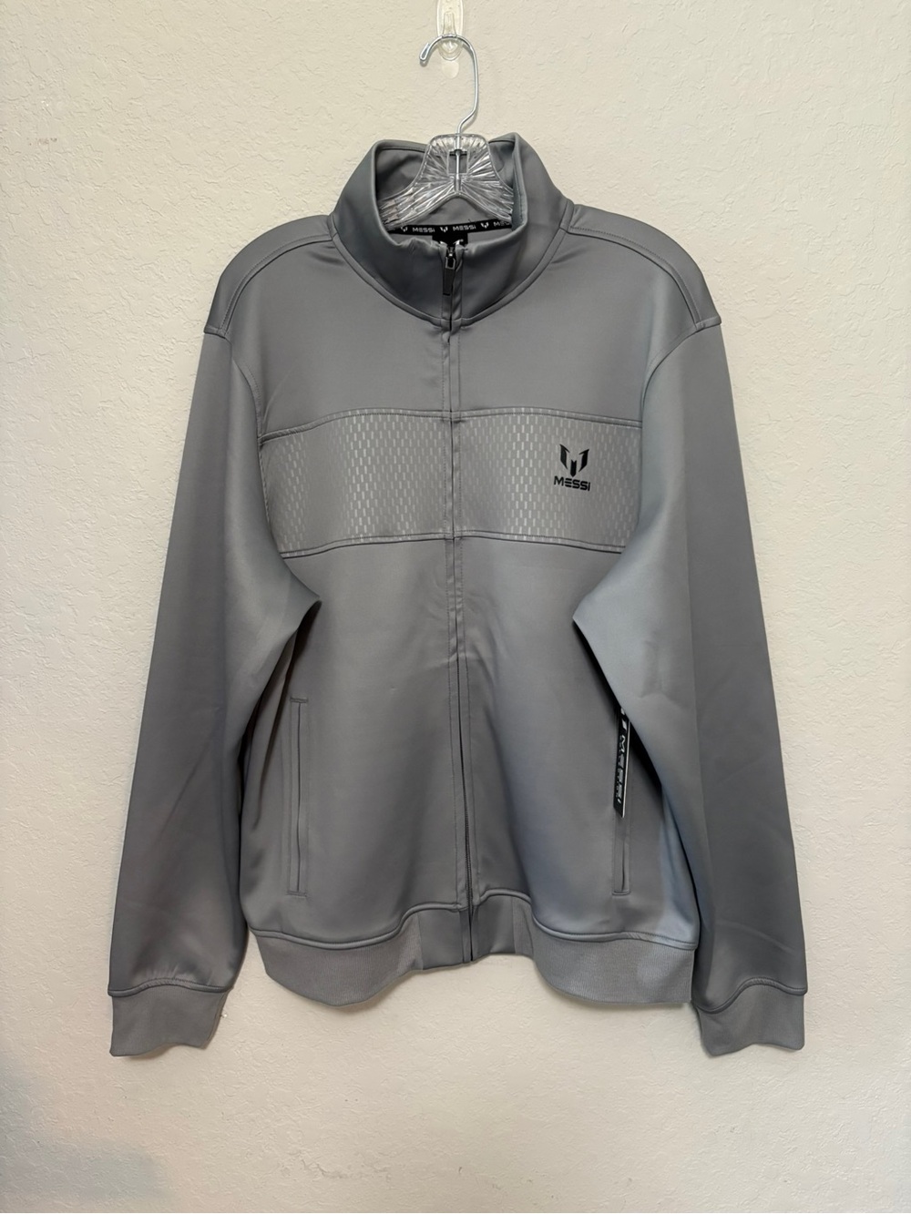 MESSI Men's Gray Full-Zip Track Jacket